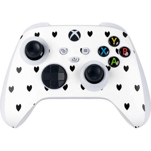 White and Black Hearts Xbox Series S Controller Skin